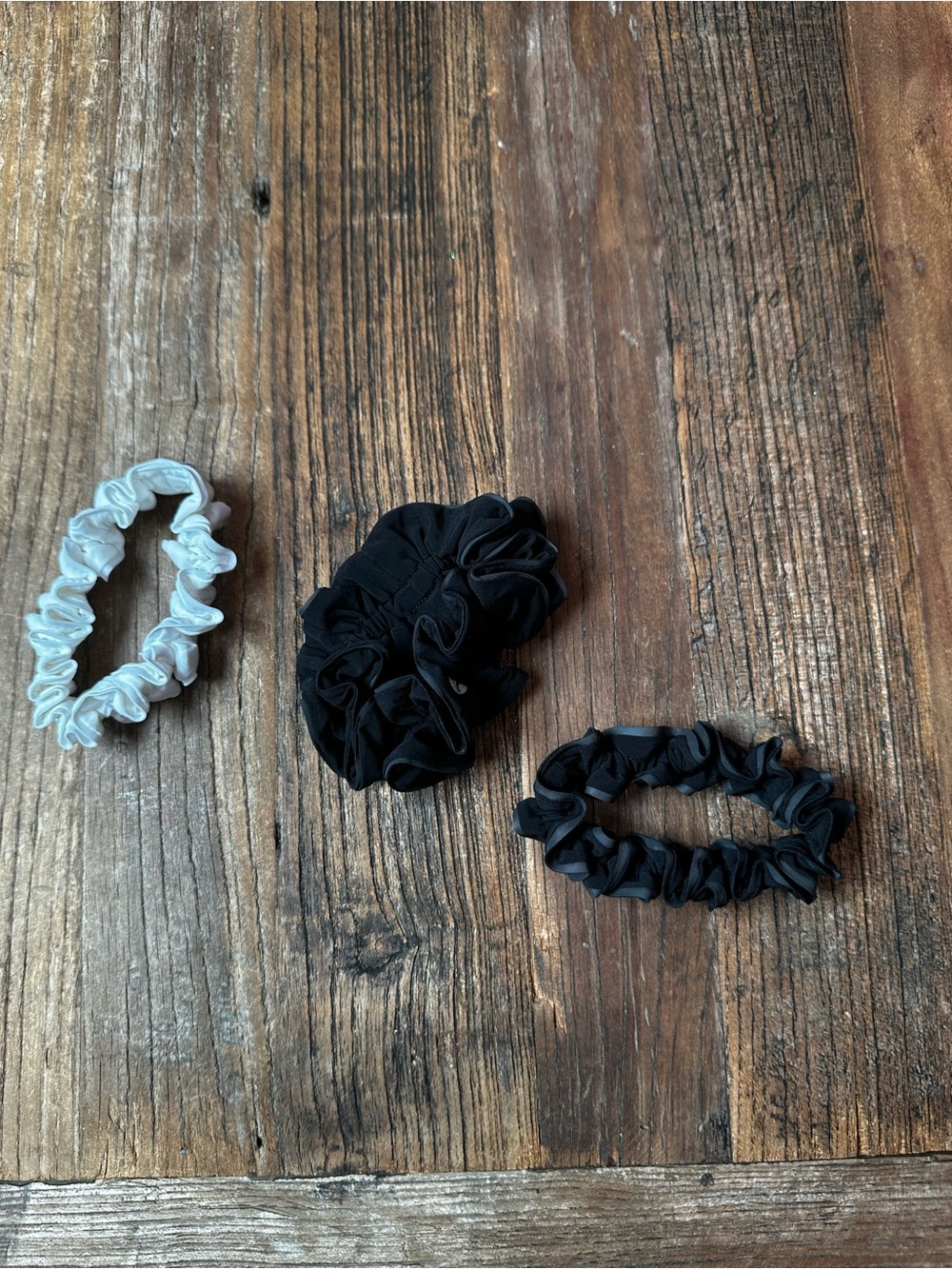 lululemon athletica Black and White Scrunchie Trio